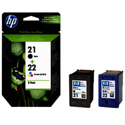 HP 21 Black and 22 Colour Inkjet Cartridges